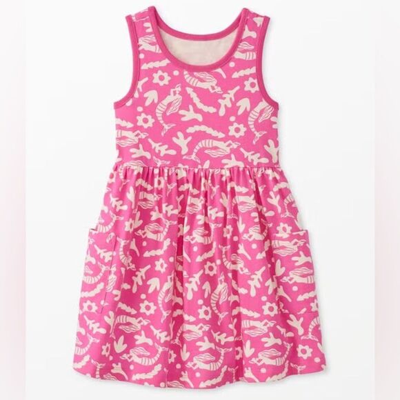Hanna Andersson Pocket Art Dress in Pink/White Mermaid Print | Size 5 - Picture 1 of 5